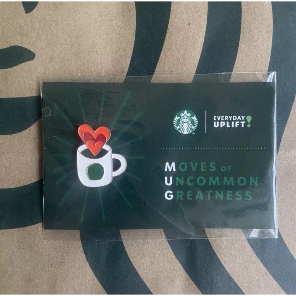 Sealed Starbucks Partner Barista Enamel Heart MUG Award Pin W/ Presentation Card